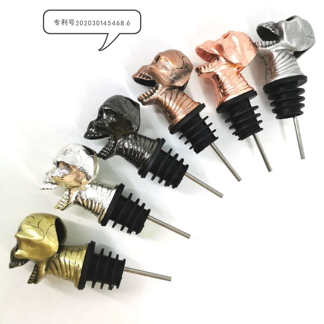 厂家锌合金骷髅头倒酒器骷髅头瓶塞红酒保鲜塞酒品类广告小礼品